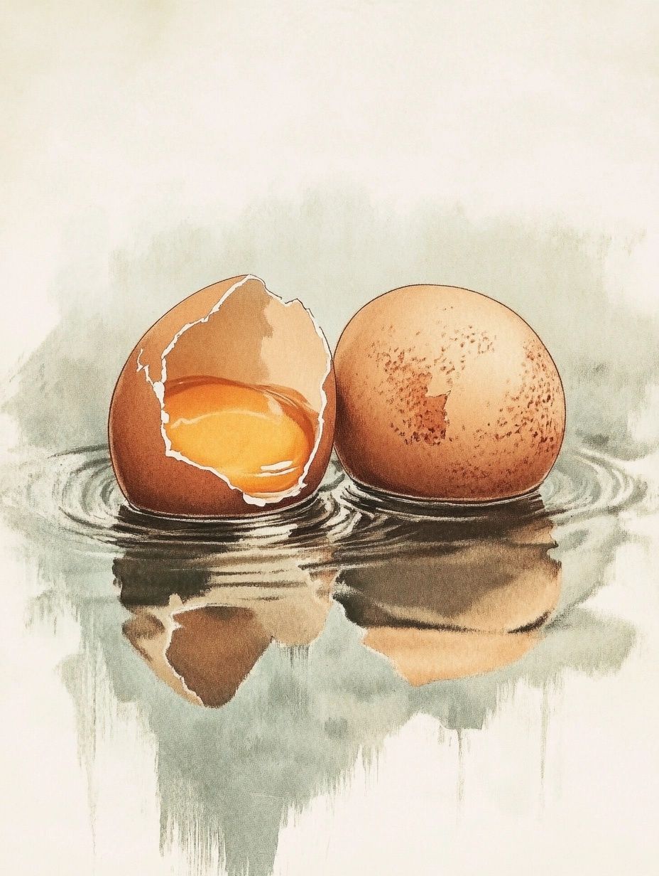 cracked eggs in water