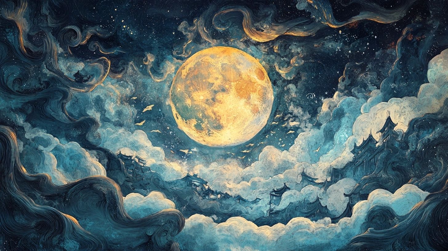 moonlit sky vintage