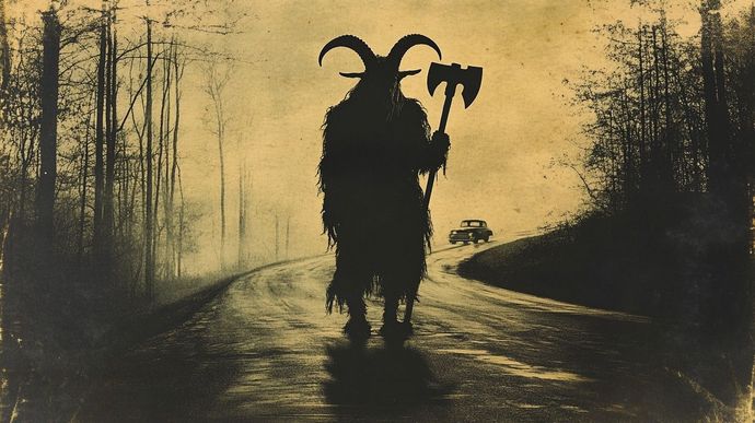 silhouette goatman holding axe
