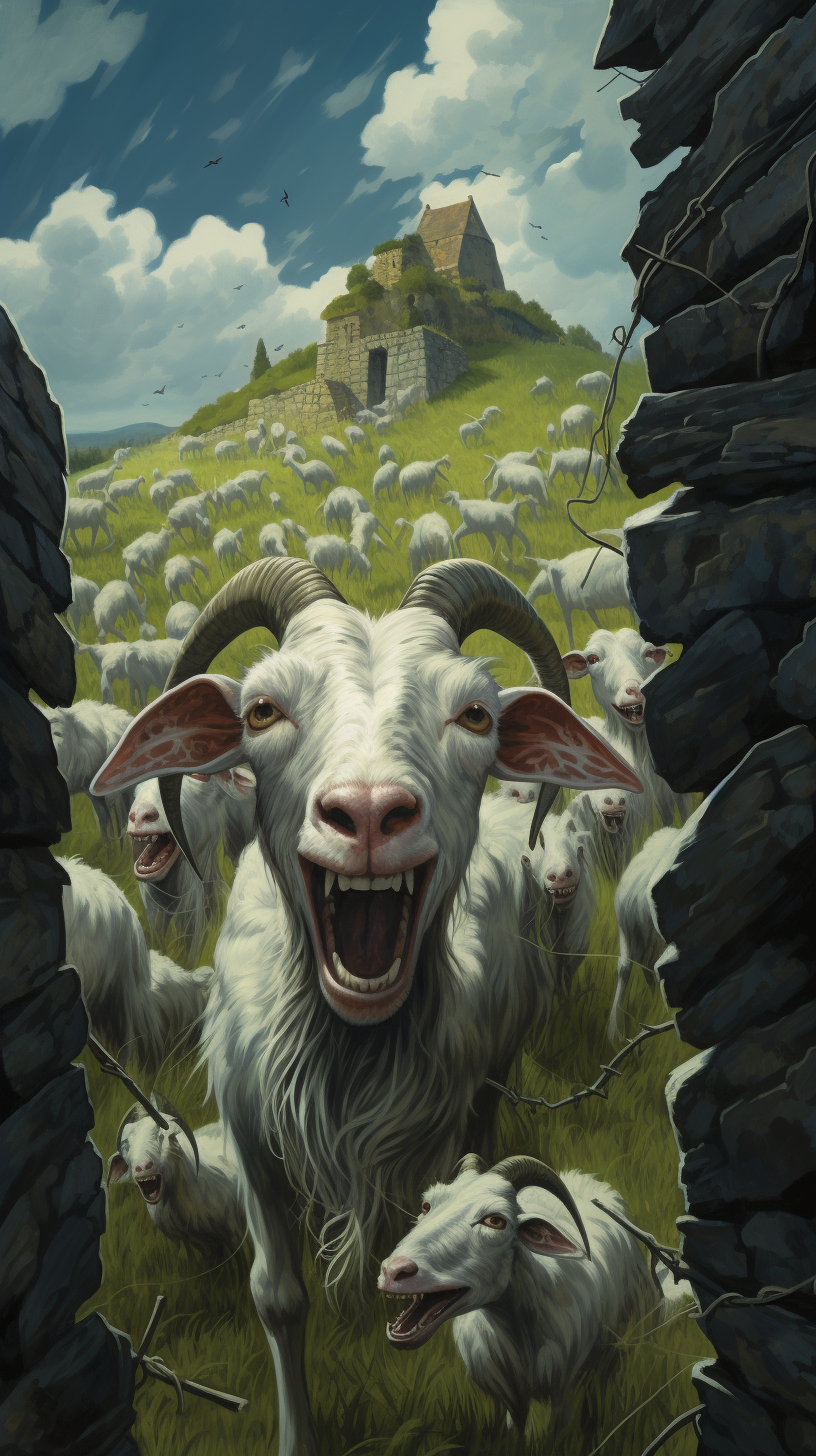 goats in a field scared of el chupacabra