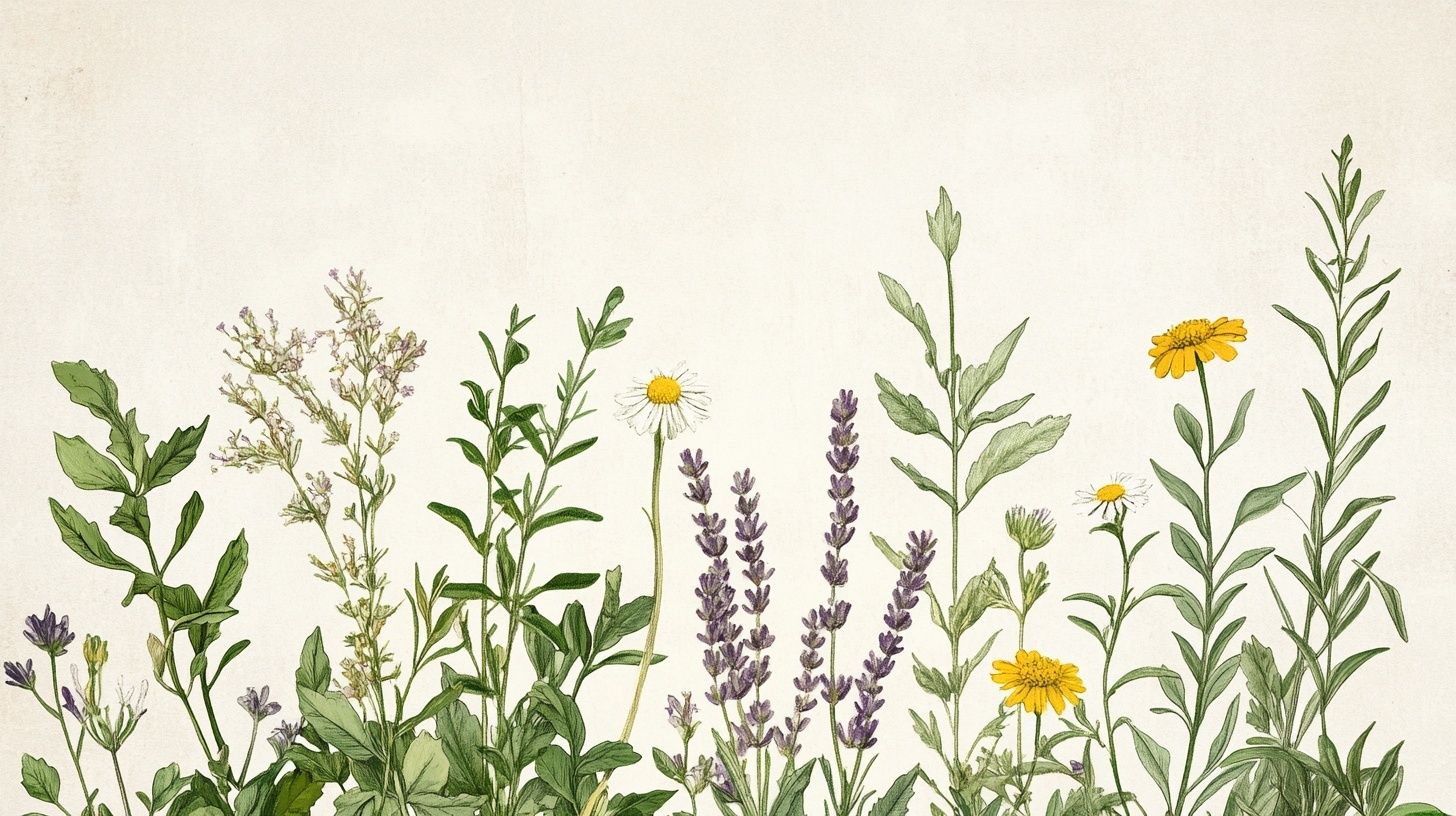 illustrations of various fresh herbs