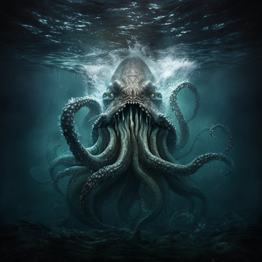 kraken cryptid in the sea