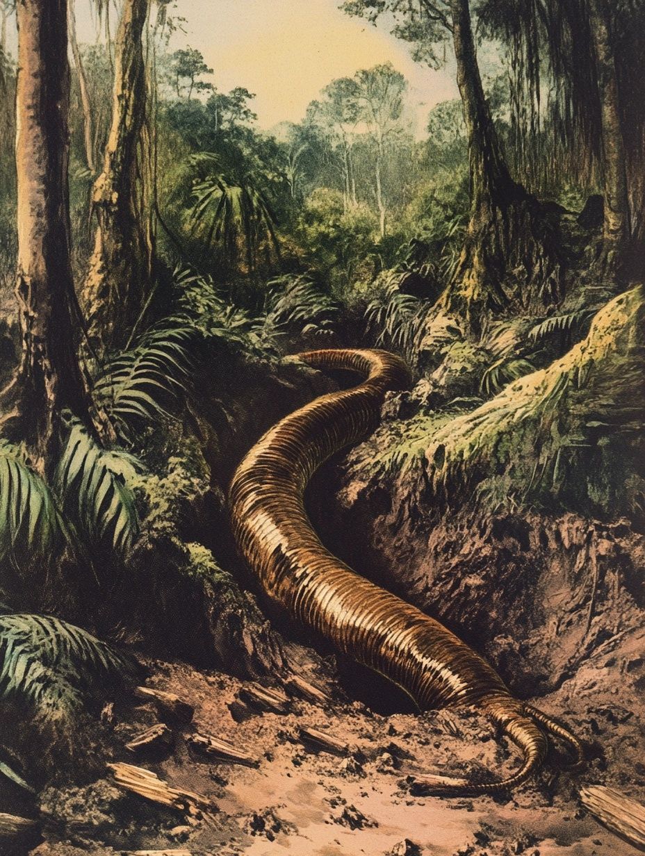 giant worm like creature in the jungle