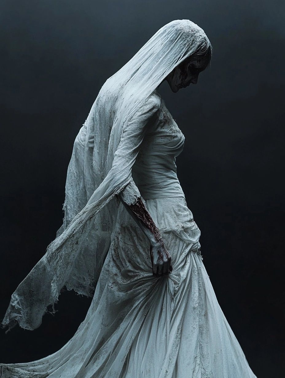 ghoulish bride, tattered white wedding dress, el salvador folklore