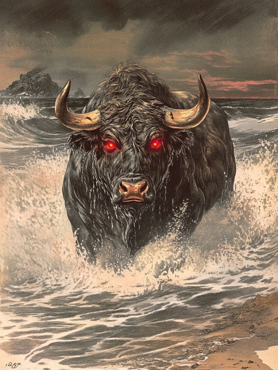 tarroo-ushtey water bull glowing red eyes