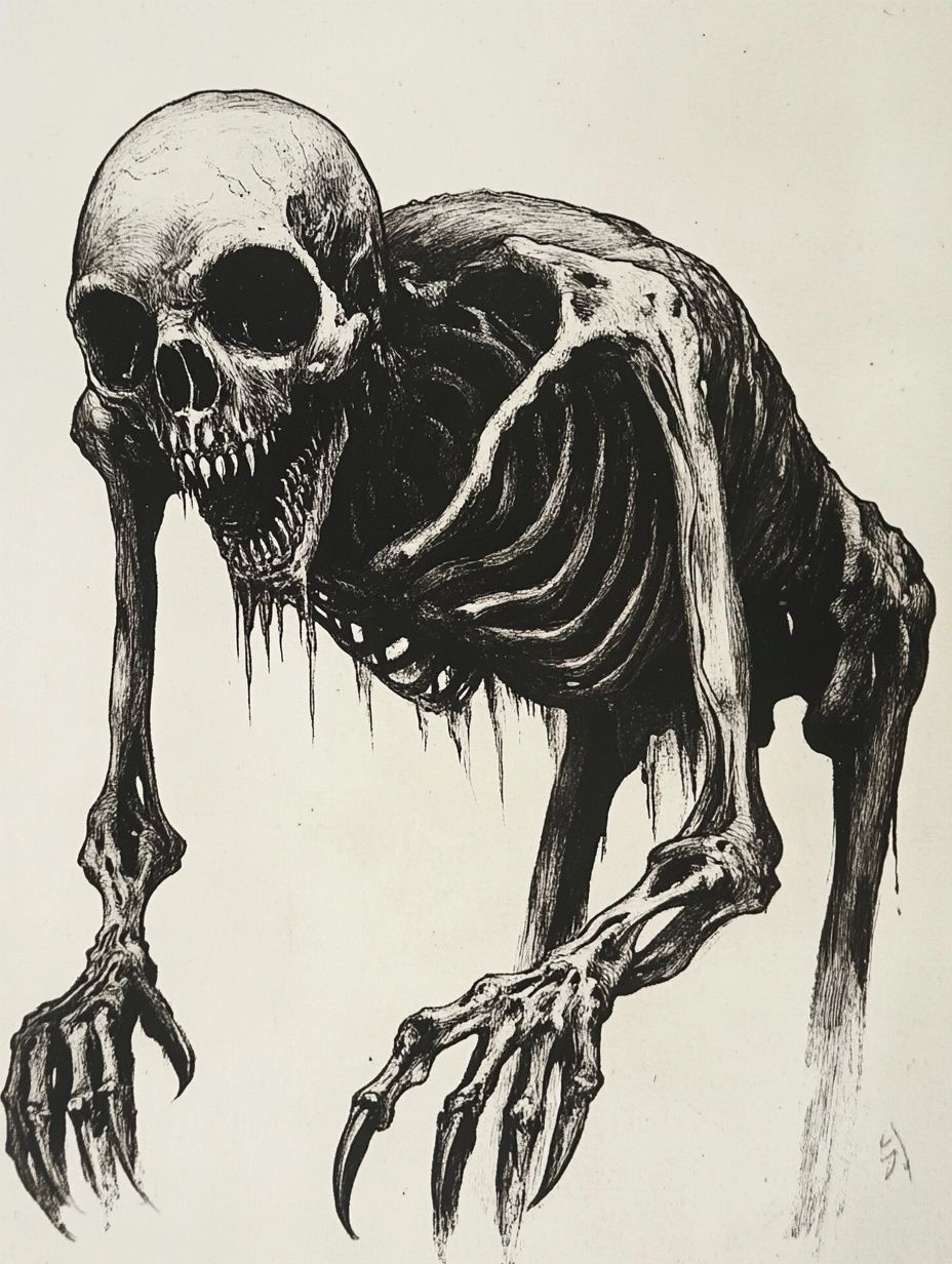 skeletal creature with claws