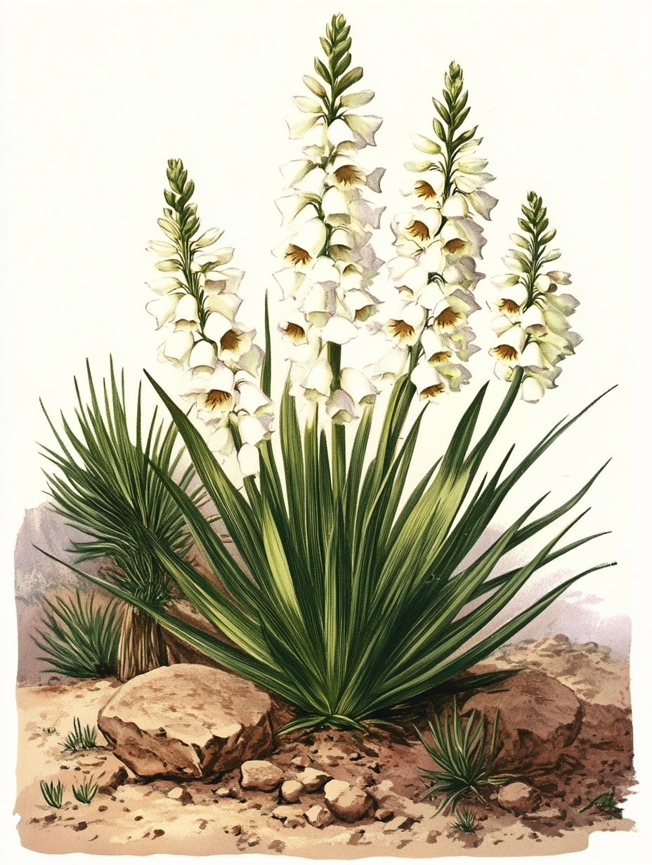 white green yucca plant, desert