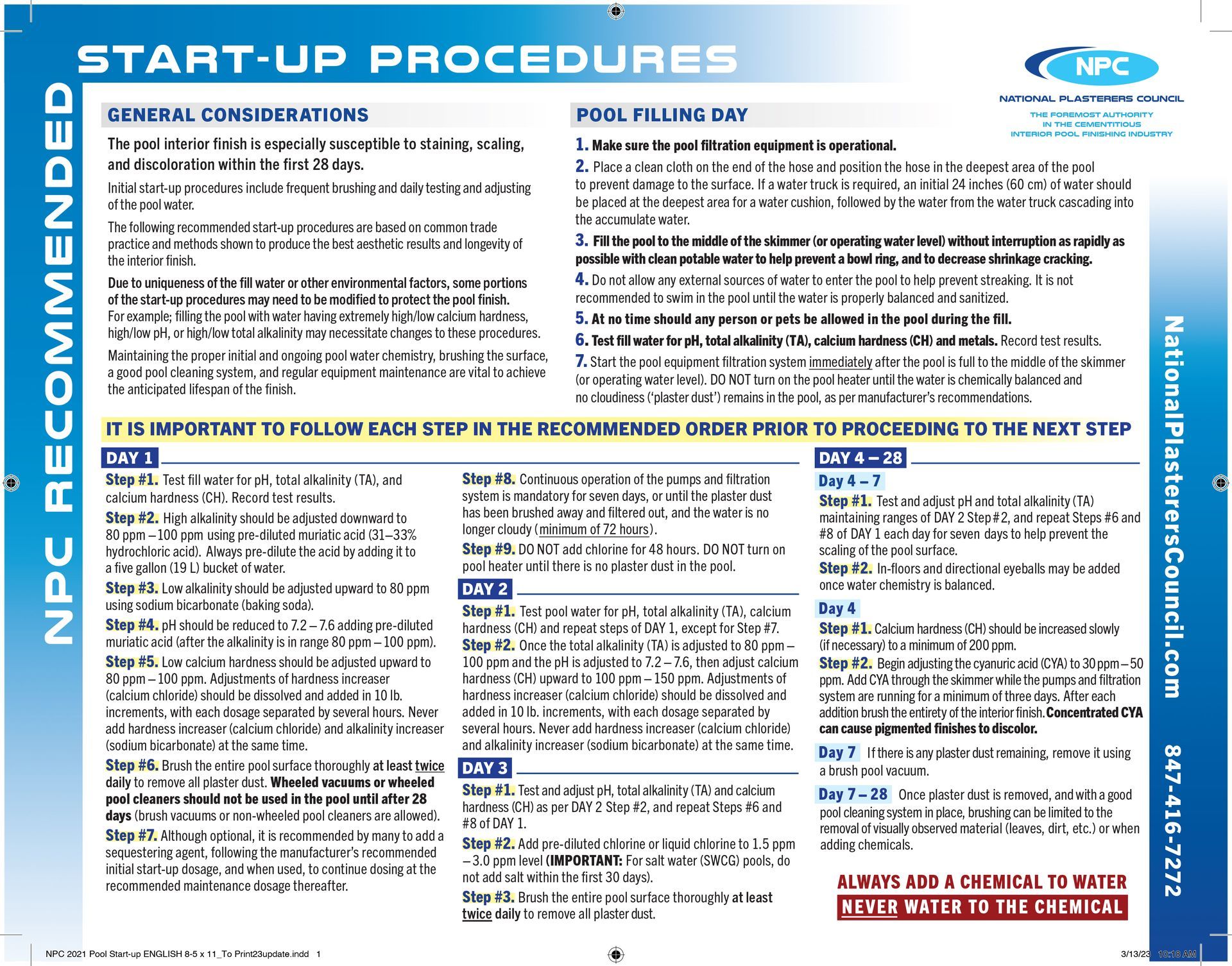Blue-and-white “Start-Up Procedures” safety instruction poster with dense text and headings