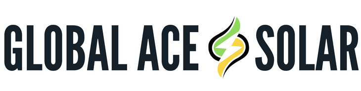 The logo for global ace solar has a lightning bolt on it.