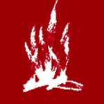 Weißes Symbol Feuer roter Hintergrund