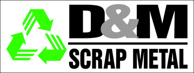 Logo for D&M Scrap Metal with a green recycle symbol and the company name.