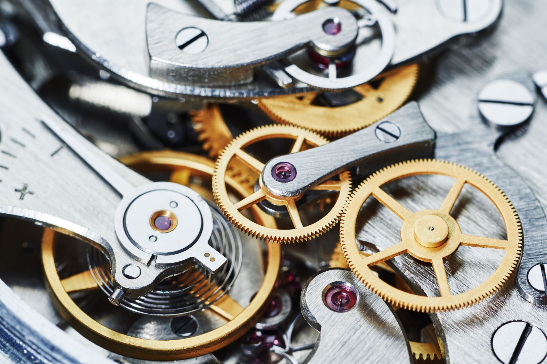 High-precision clock movement with brass gears highlighting quality Clock Repair Supplies. High-precision clock movement with brass gears highlighting quality Clock Repair Supplies.