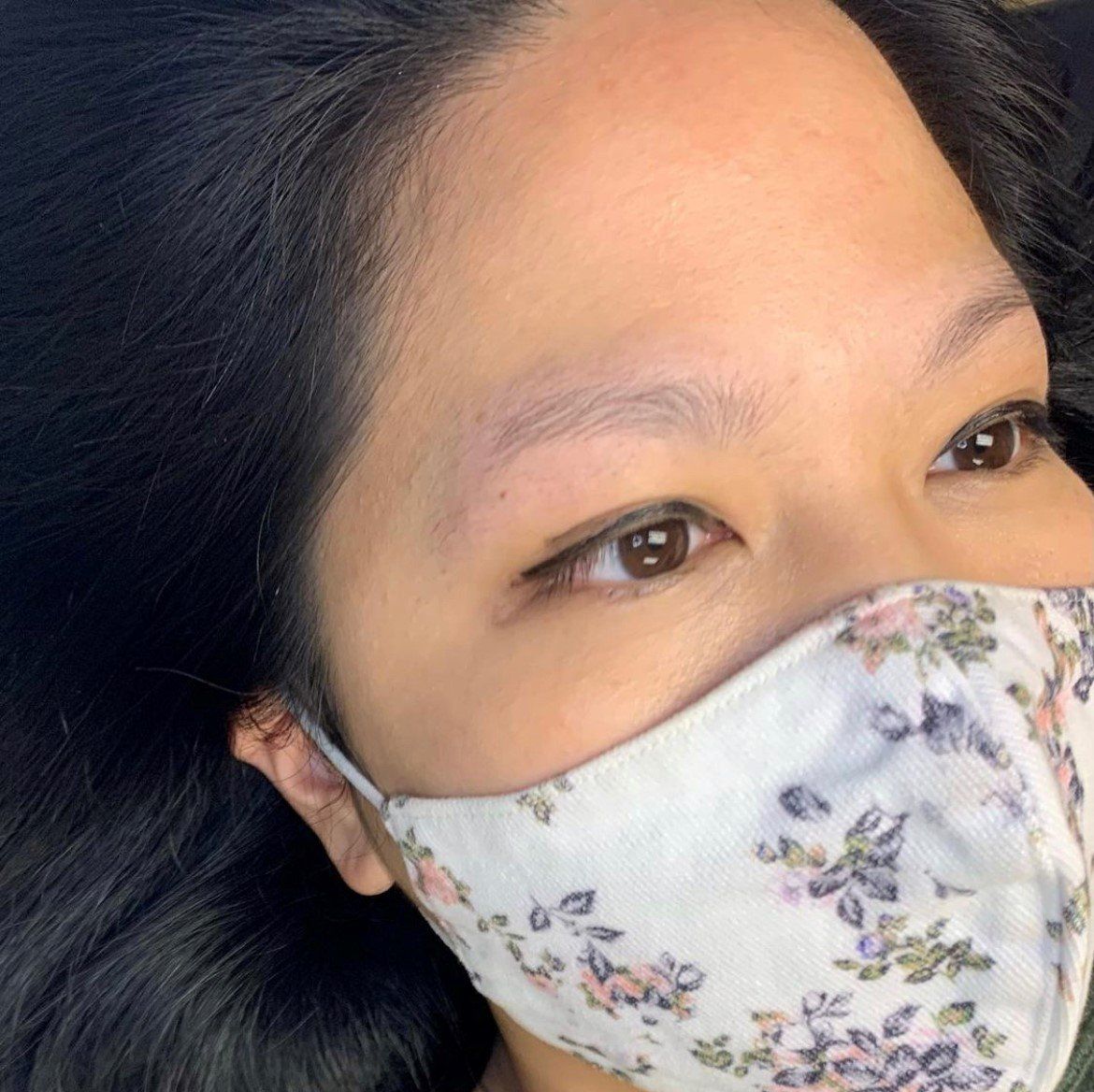 Woman Before Eye Brow Grooming — Maryland Heights, MO — Thirteen Rose Tattoo