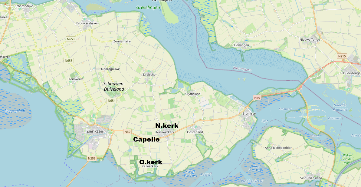 Kaart Ouwerkerk Capelle Nieuwerkerk