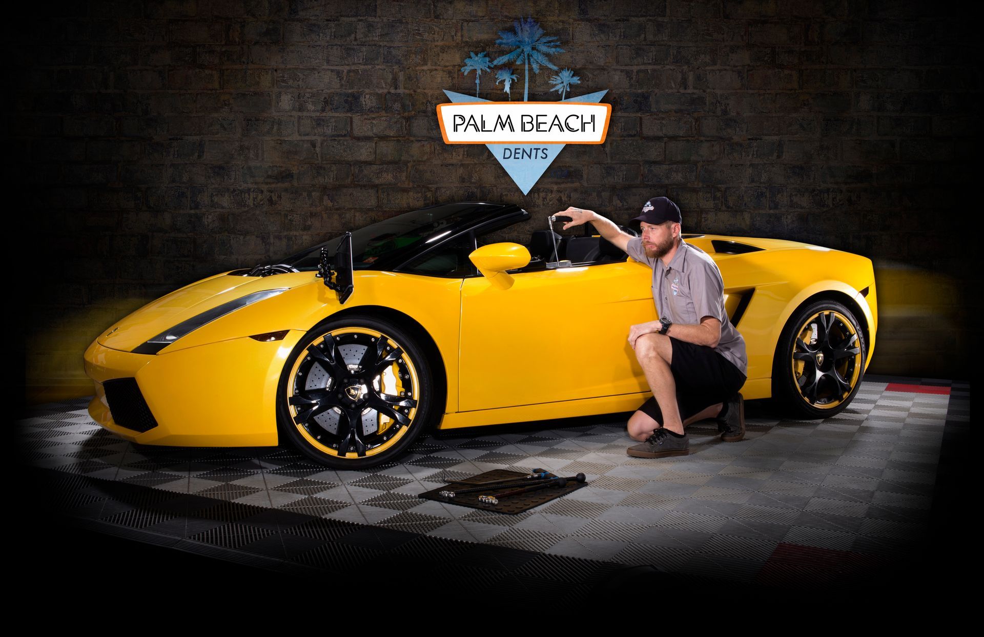 Lamborghini paintless dent repair in aluminum