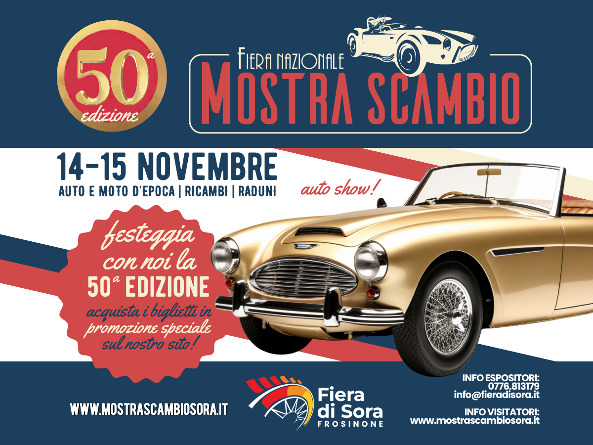 La 50ª edizione della Mostra Scambio Sora si svolge il 14 e 15 novembre 2026