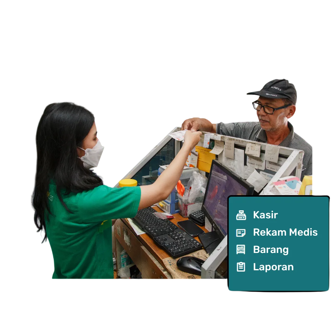 Layar ponsel pembayaran faktur Rp891.175 dan wanita di toko dengan tombol โBayar sekaligusโ