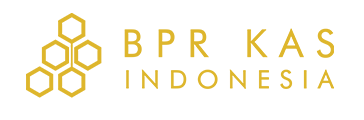 Logo BPR KAS Indonesia. Bentuk segi enam membentuk gugusan di sebelah kiri, dan
