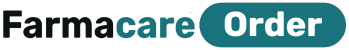Logo FarmaCare Order, teks hitam dan biru kehijauan. Tombol Order berwarna biru kehijauan.