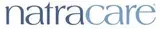 Logo Natracare dalam teks biru.
