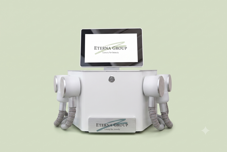 Piccolo robot bianco con testa a schermo e braccia grigie su sfondo verde chiaro