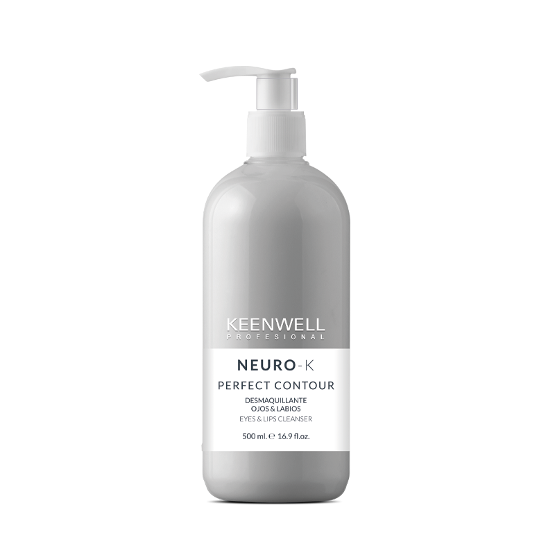 Flacone con dosatore a pompa bianco di crema Keenwell Neuro-K Perfect Contour su sfondo bianco.
