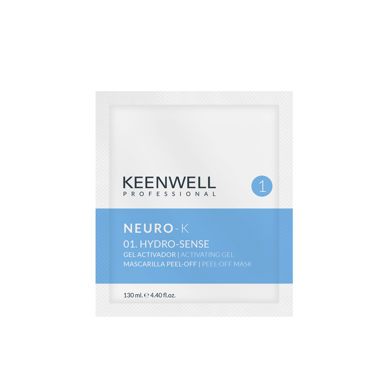 Confezione di maschere in tessuto idratanti Keenwell Neuro-K con etichetta blu su sfondo bianco.