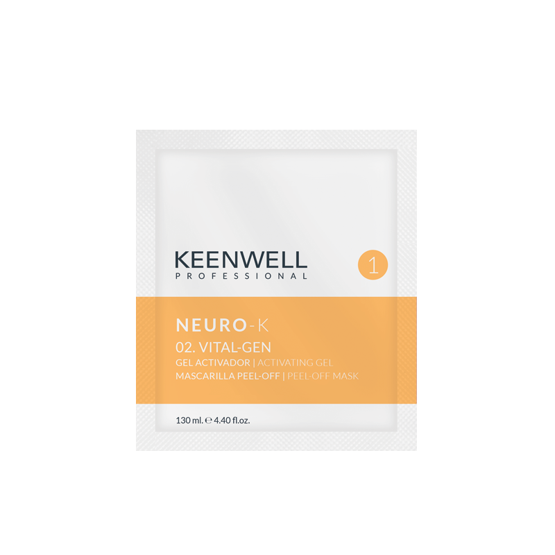 Confezione del prodotto per la cura della pelle Keenwell Neuro K, nei colori arancione e bianco, dal design minimalista.