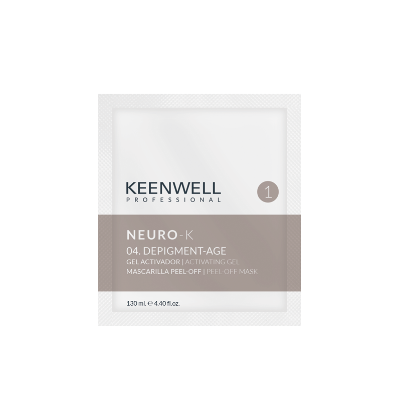 Campioncini omaggio di prodotti per la cura della pelle KEENWELL Neuro K in confezione bianca e grigia.