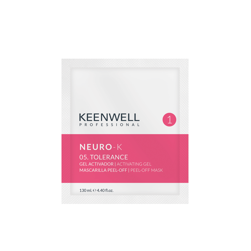 Confezione del prodotto per la cura della pelle KEENWELL Neuro-K Tolerance, bianca con dettagli rosa.