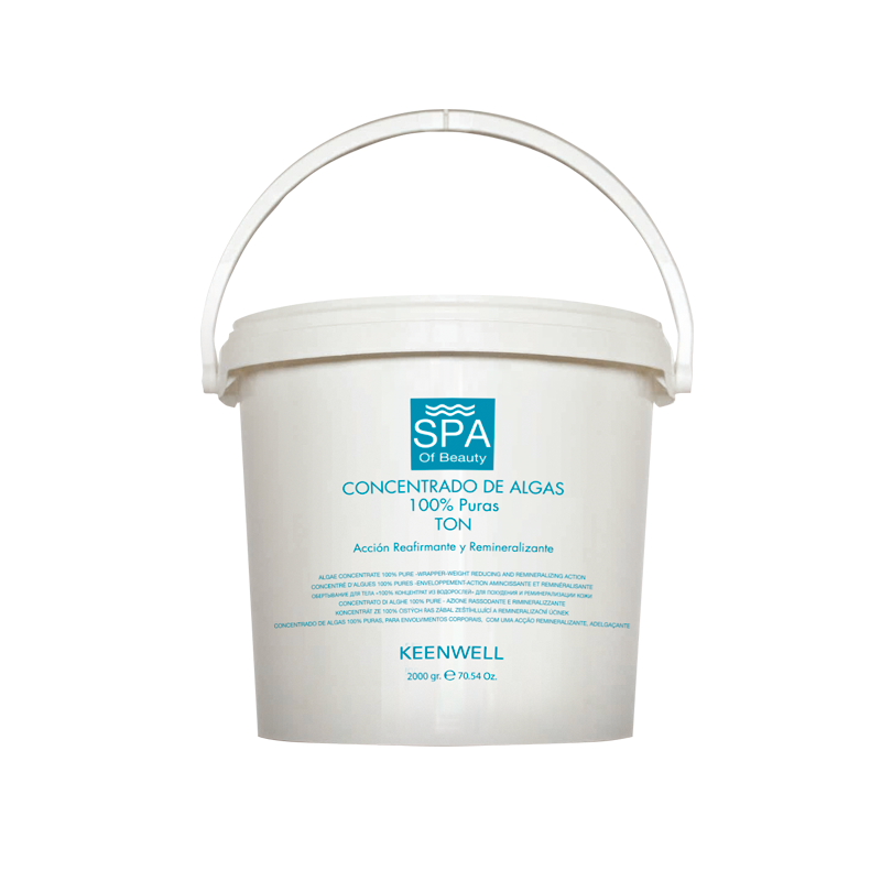 Secchio da spa Keewell bianco con manico ed etichetta blu su sfondo neutro