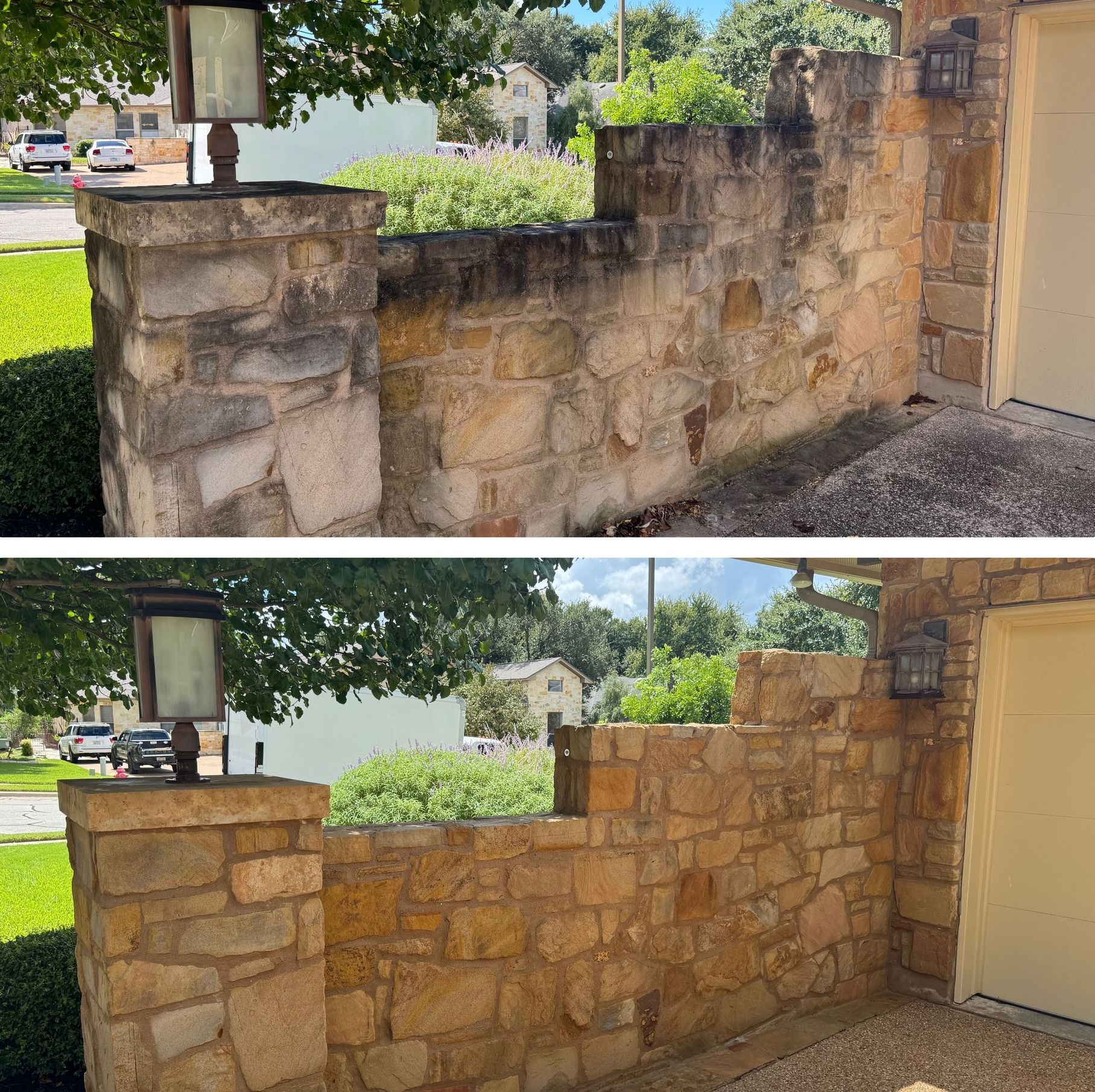 before and after stone wall