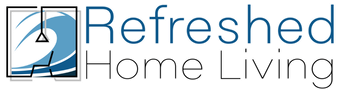 A logo for refreshed home living with a boat on it