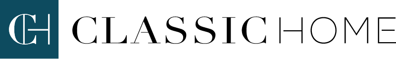 A logo for classic home is shown on a white background