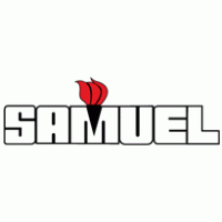 A logo for samuel with a red torch in the middle.