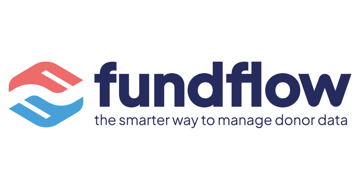 Fundflow logo with red and blue icon and tagline “the smarter way to manage donor data”