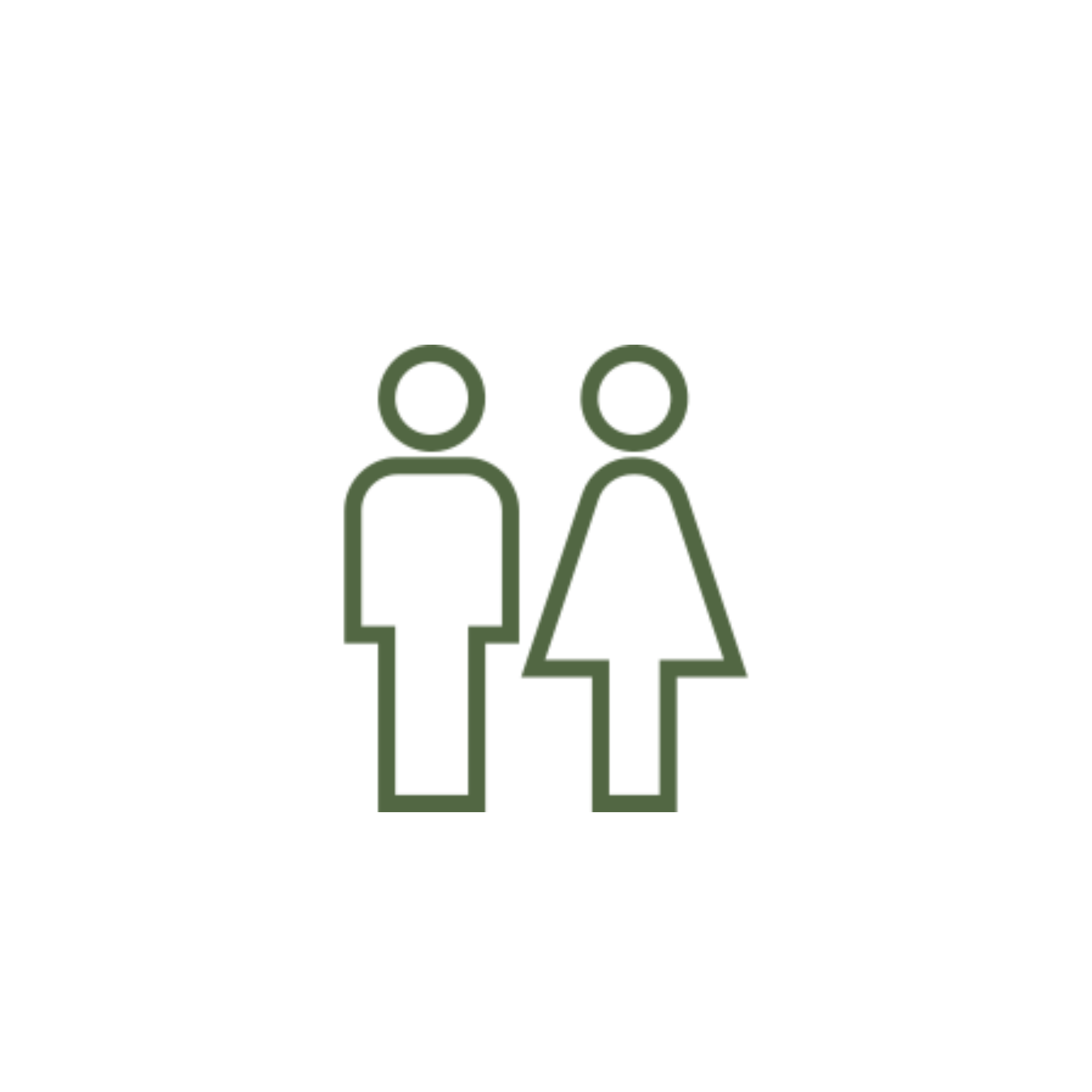 Two gender neutral figures, male and female, side by side.