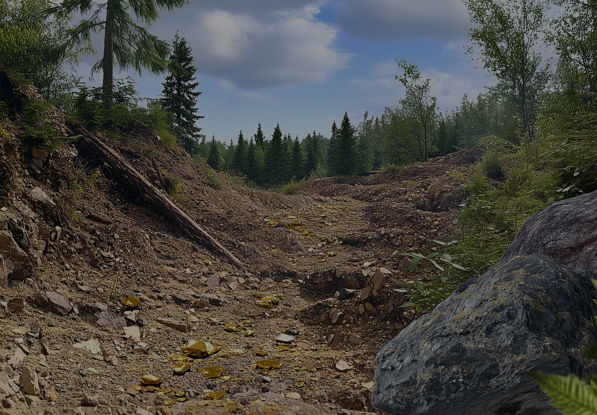 A dirt road in the middle of a forest
