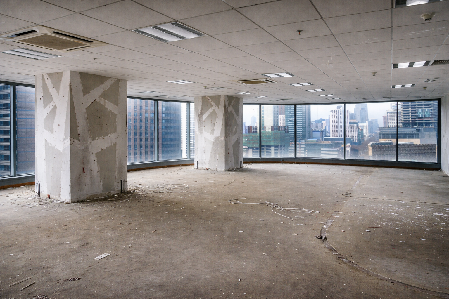 Commercial Office Construction Project Before Post Construction Cleaning Services