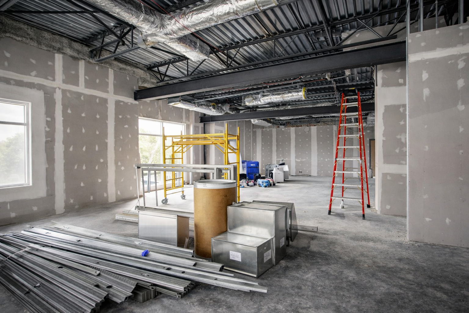 Edmonton Warehouse Under Construction Before Commercial Post Construction Cleaning