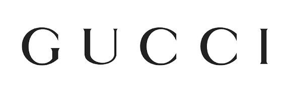 Logo GUCCI nero su sfondo bianco.