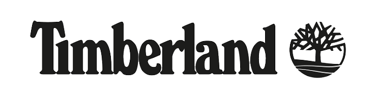 Logo Timberland nero con emblema dell’albero su sfondo bianco