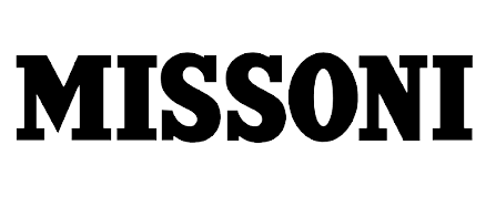 Testo nero del logo MISSONI su sfondo bianco