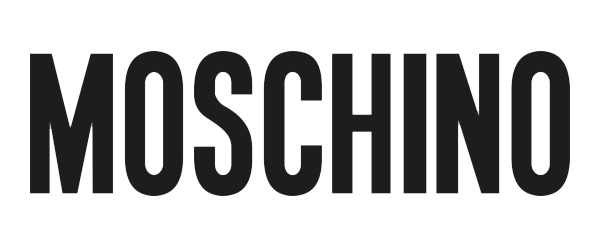 Logo MOSCHINO in grassetto nero su sfondo bianco