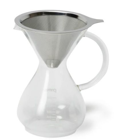 日本進口 咖啡共享壺 600ml Pyrex 附不鏽鋼濾網 耐熱玻璃（微波爐適用 咖啡 玻璃壺 濾網）