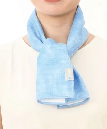 日本 Core Blue 鬆餅格紋涼感領巾 夏季必備輔助用品 16x90cm 3種花色