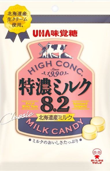 日本 UHA味覚糖 特濃ミルク8.2 北海道産ミルク  2種風味 特濃牛奶糖  桃子牛奶糖