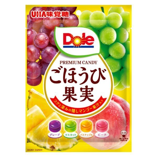 日本 零食 糖果 UHA 味覺糖 × Dole  ごほうび 奢華果實獎勵糖 84g 4種綜合口味