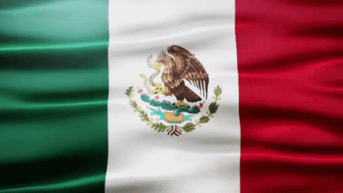 Mexican flag with green, white, and red vertical stripes and the national emblem centered