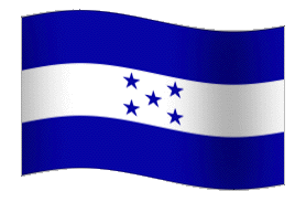 Blue, white, and blue flag with five stars centered on the white stripe